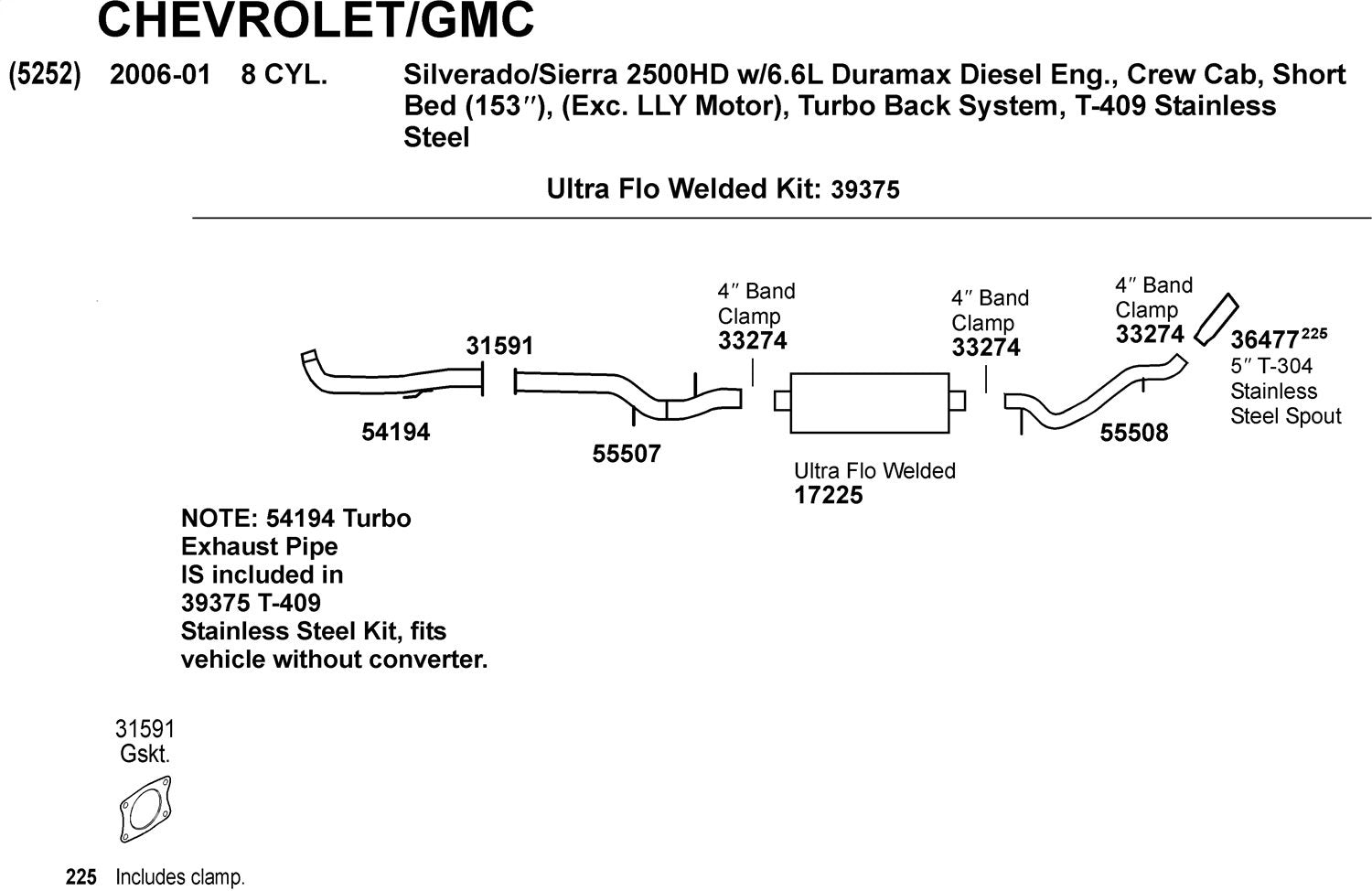 Ultra Flo Dynomax 17225 Exhaust Muffler for Chevrolet Silverado 2500 HD