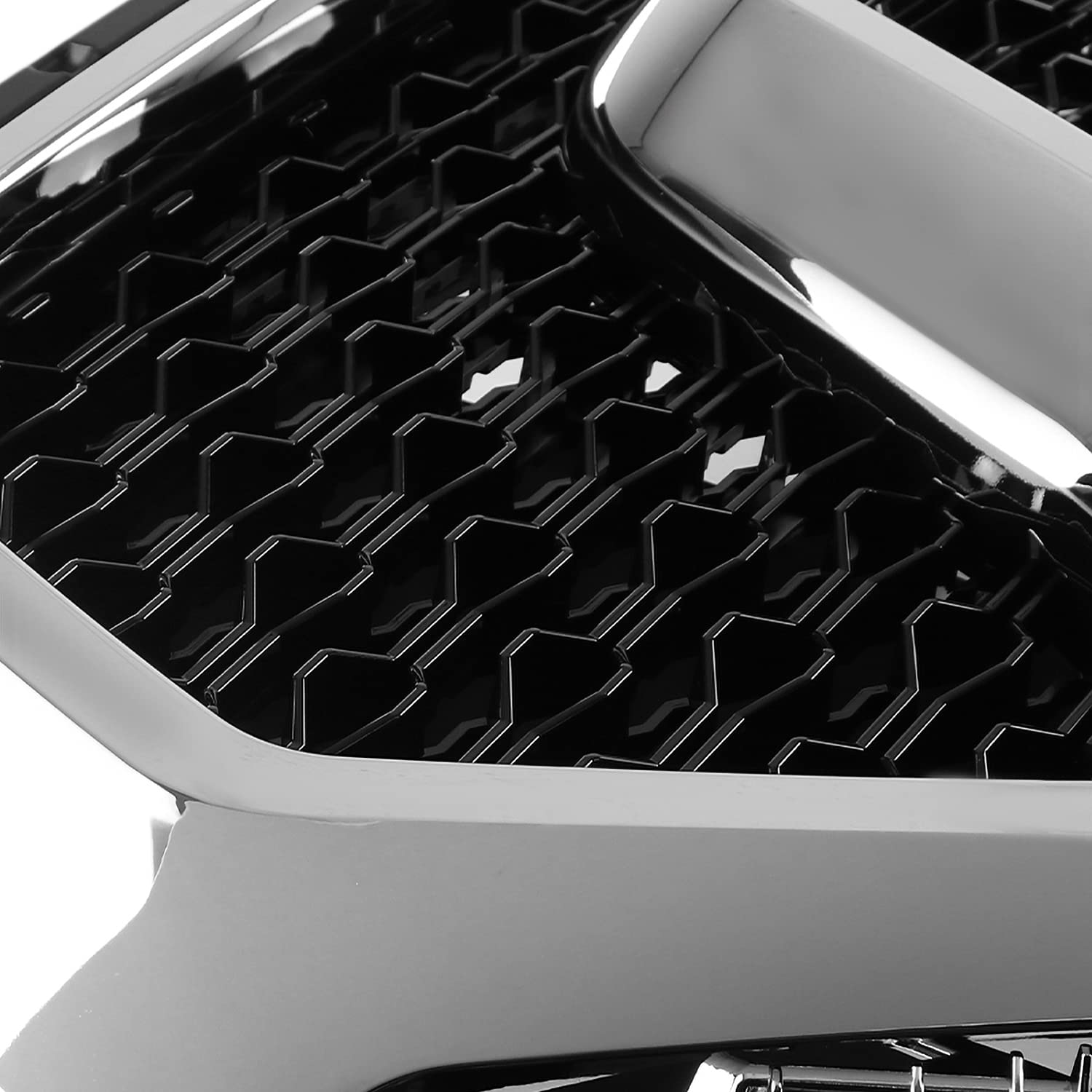 Chrome Shell Spec-D Tuning Glossy Black Mesh Front Bumper Hood Grille Compatible with 2019-2024 Ram 1500