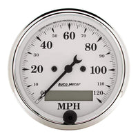 Old Tyme White Series Auto Meter Speedometers Speedometer, 0-120 mph, 3 1/ 8 in., Analog, Electrical, Each