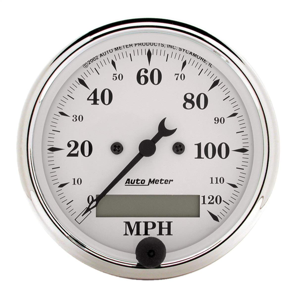 Old Tyme White Series Auto Meter Speedometers Speedometer, 0-120 mph, 3 1/ 8 in., Analog, Electrical, Each
