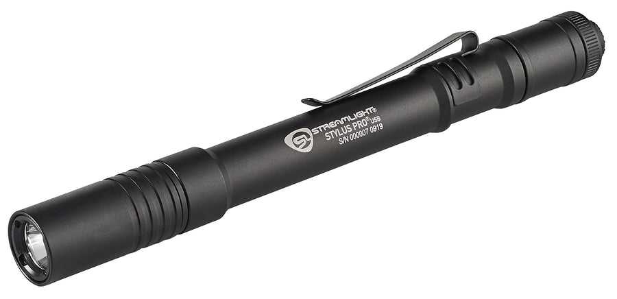 Streamlight Stylus Pro USB 350-Lumen Rechargeable Pen Light for Inspectors, Law Enforcement, and Everyday Use with USB Cable, and Nylon Holster, Black