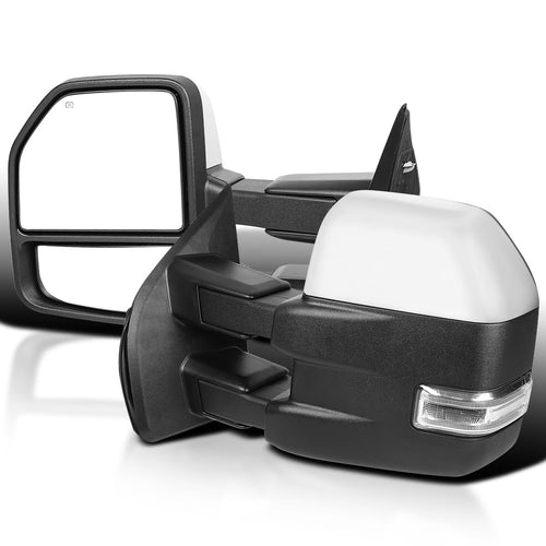 Spec-D Tuning Power Chrome Heated Tow Mirrors+LED Signal+Puddle 22Pin & 8Pin Compatible with 2015-2020 Ford F150 Left + Right Pair