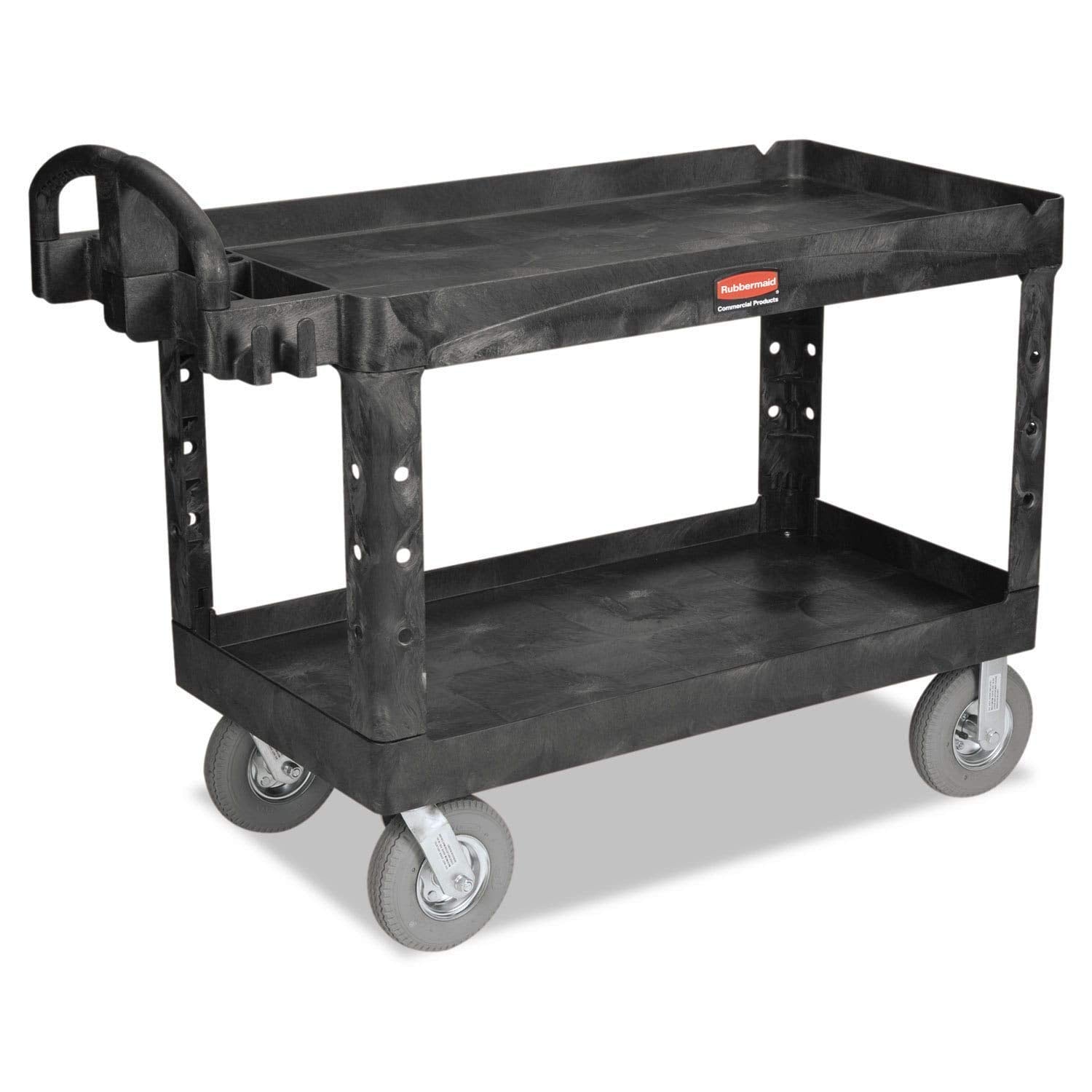 Rubbermaid Commercial Utility Cart Heavy-Duty, Two-Shelf, 26w x 55d x 33-1/4h, Black