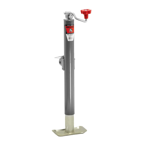 Round Bulldog 178151 Trailer Jack, Side Mount, 5,000 lbs. Lift Capacity, Topwind, Weld-On, Tubular Swivel, 15 Inch Travel