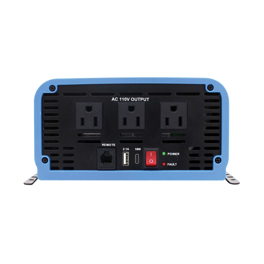 1500W Tripp Lite Compact Pure Sine Wave Power Inverter, 3 Outlets, 1 USB + 1 USB-C Charging Ports, Remote Control via RJ12 Telephone Cable, Included Mounting Brackets, 2-Year Warranty (PINV1500SW-120)