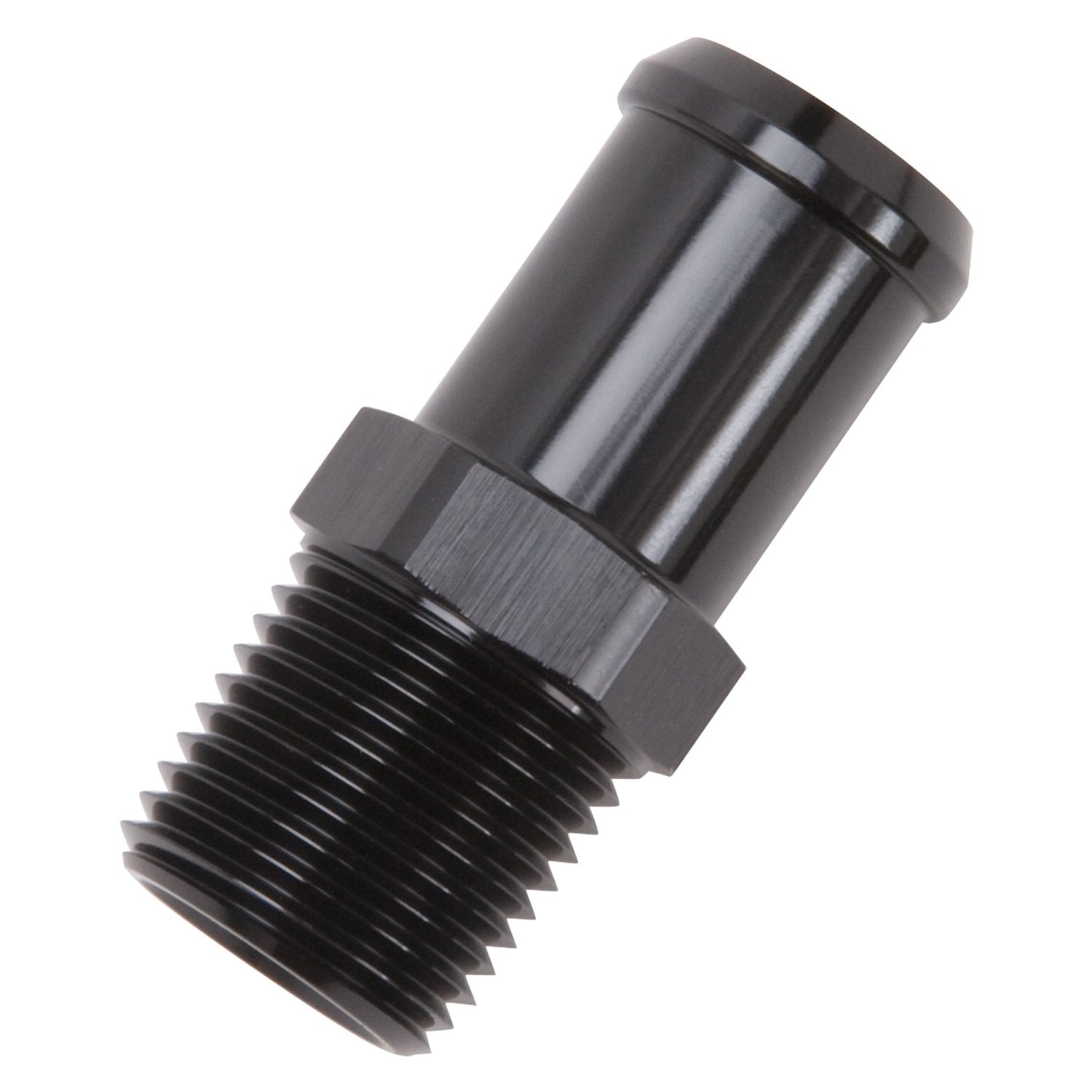 Edelbrock Heater Hose Fitting Straight 1/2 in. NPT And 3/4 in. Barb Black 8183