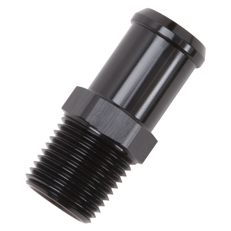 Edelbrock Heater Hose Fitting Straight 1/2 in. NPT And 3/4 in. Barb Black 8183