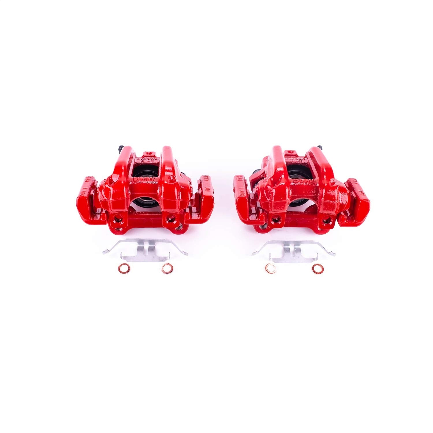 Caliper Set Power Stop For Select BMW Models Rear Pair of High-Temp Red Powder Coated Calipers S7110