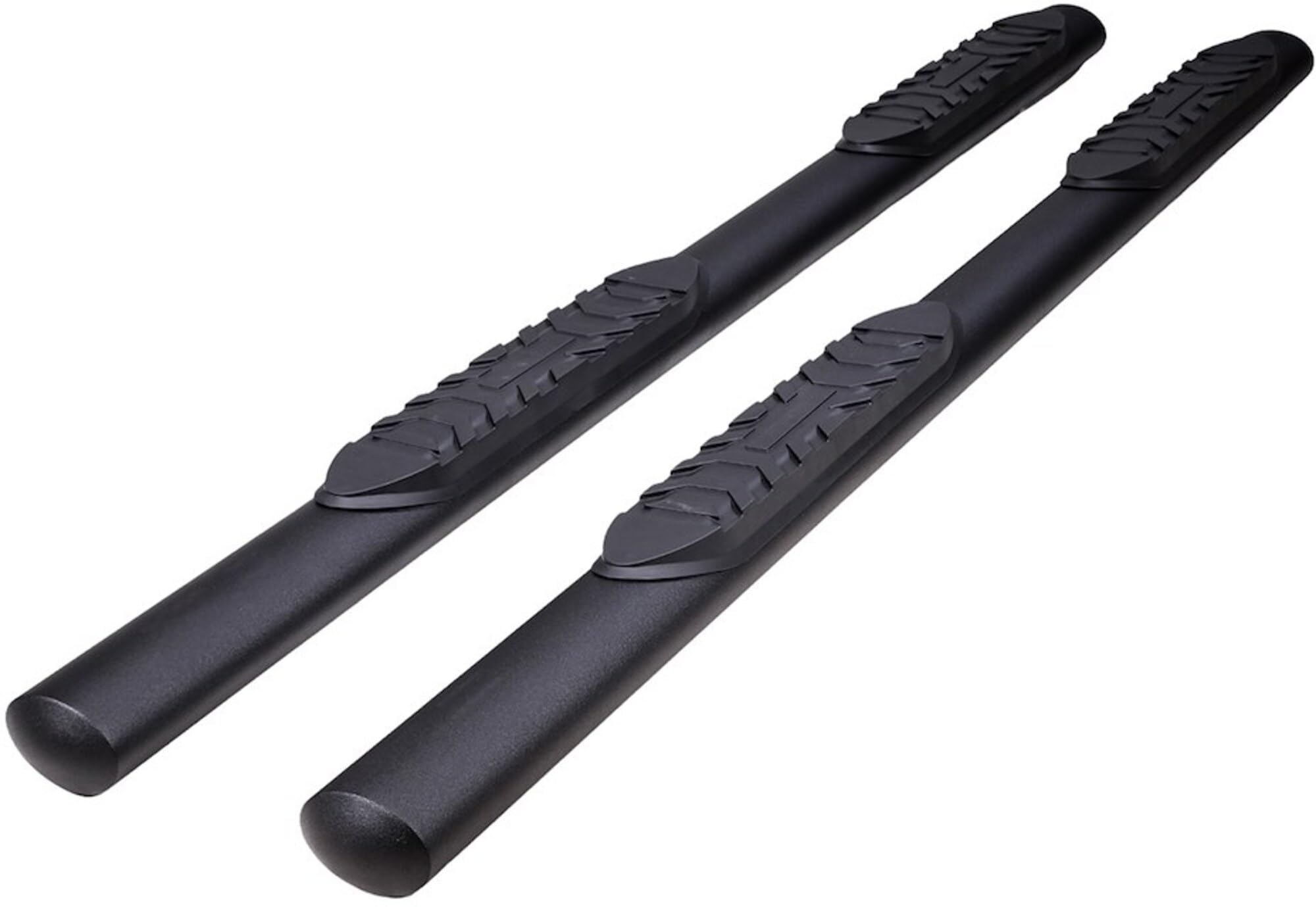 TrailFX A1561T Nerf Bar, 4 Inch Oval Straight, with Step Pads, Rocker Panel Mount, Powder Coated, Titanium Matte Black, Steel, with Welded End Caps, 2024-2025 Toyota Land Cruiser