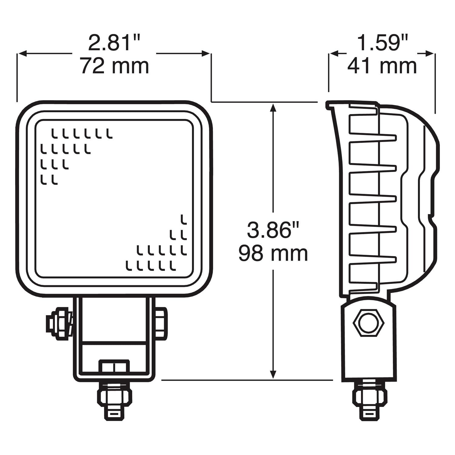 Led Work Light Peterson V904-MV, Square, Pedestal-Mount, 700 Lumen, 3"X3", Mv