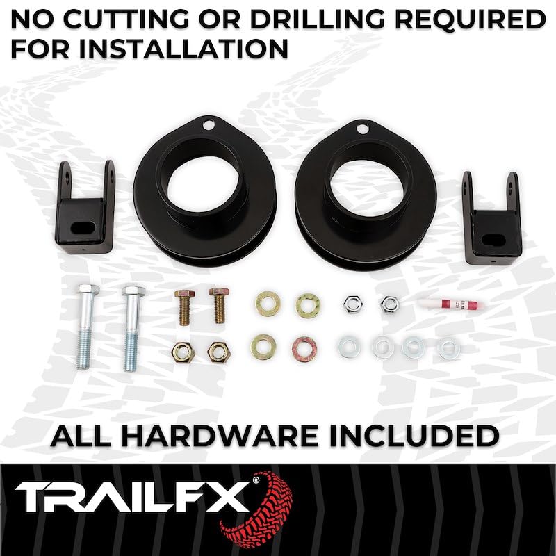 Trail FX Suspension Leveling Kit D17LL2, 1-3/4 Inch Lift, Upper Coil Spring Spacers, Steel, With Spacers/Shock Extension Brackets And Installation Hardware, Fits 2019-2024 Ram 2500/3500