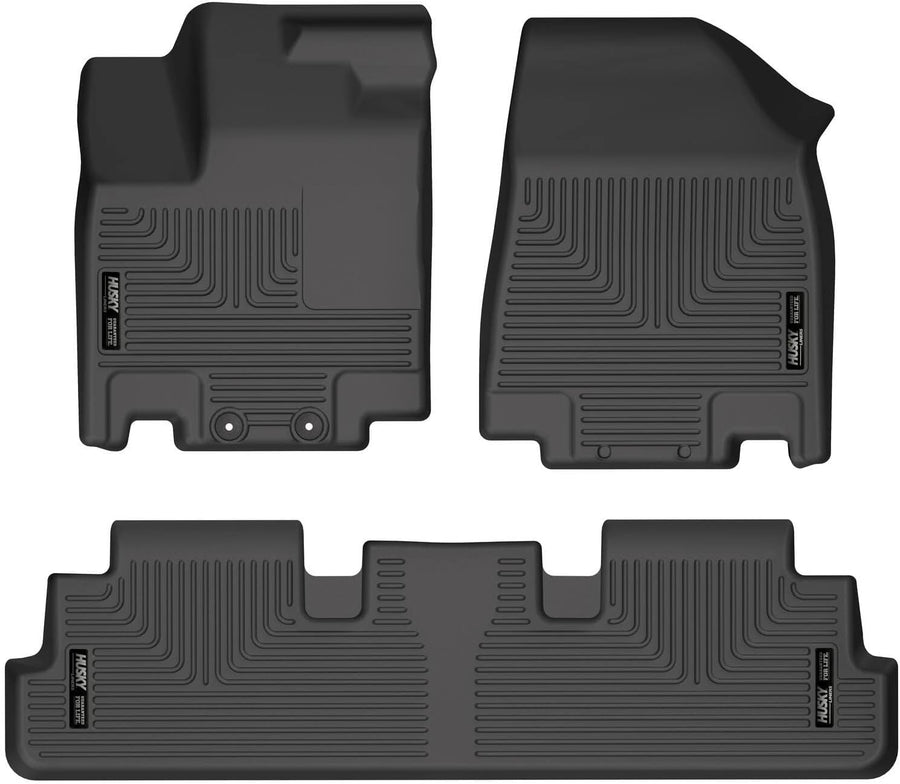 Weatherbeater Husky Liners Floor Mats | Fits 2022-2025 Nissan Pathfinder & Infiniti QX60 | Front & 2nd Row, 3-pc Black - 95701