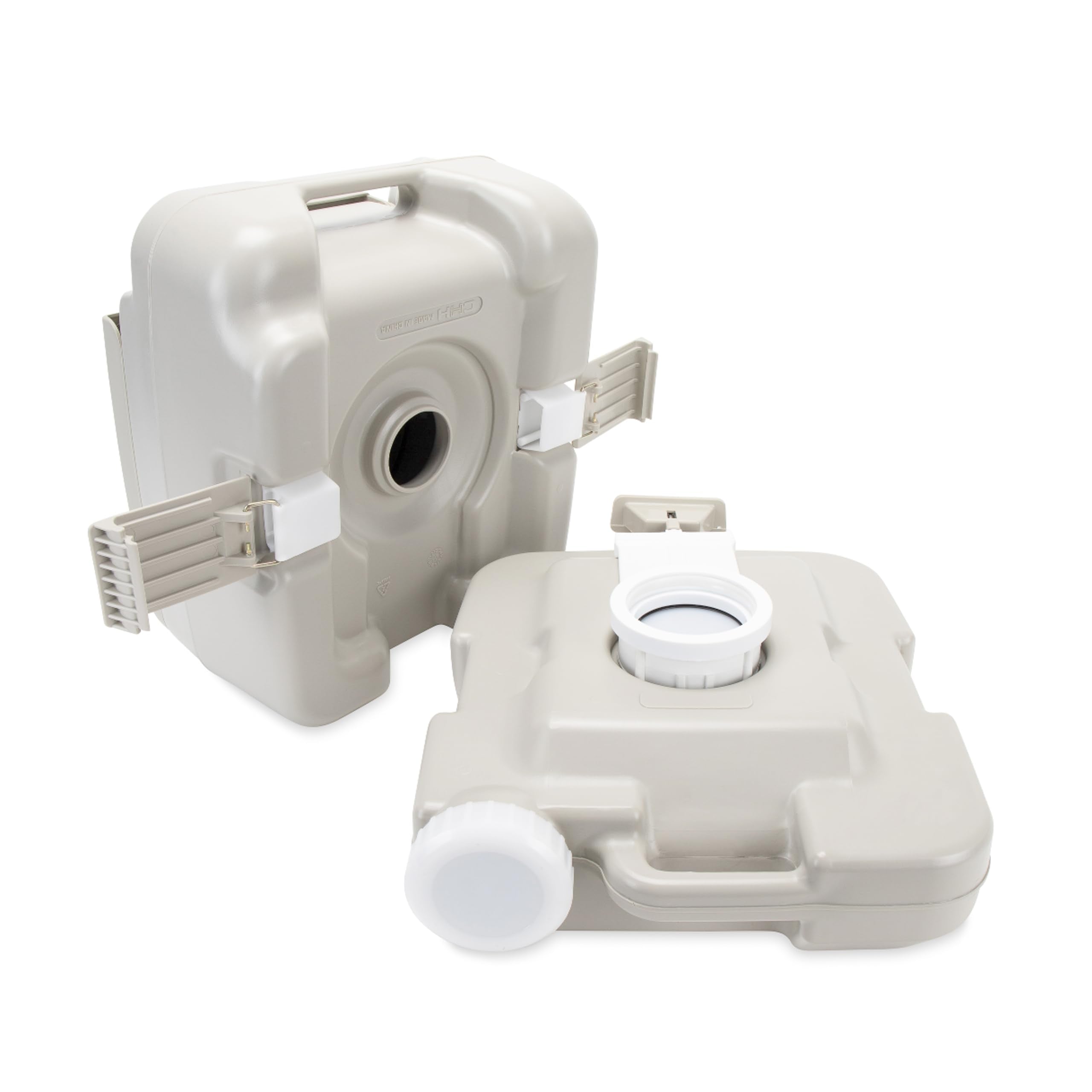 2.6-Gallon Camco Portable Toilet - Features Detachable Holding Tank w/Sealing Slide Valve & Bellow-Type Flush - Easy Transport w/Compact Lightweight Design & Carry Handle - Gray (41531)