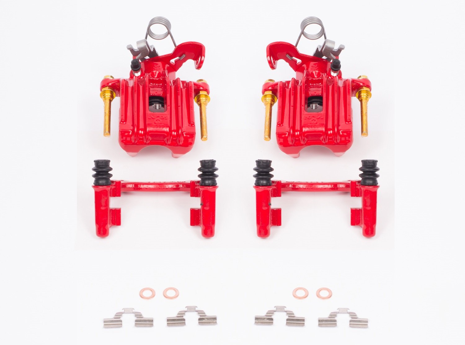 Power Stop Pair of High-Temp Red Powder Coated Rear Calipers for Audi A4 2002-2006, Audi A4 Quattro 2002-2005 [Model Specific]