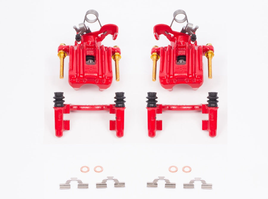 Power Stop Pair of High-Temp Red Powder Coated Rear Calipers for Audi A4 2002-2006, Audi A4 Quattro 2002-2005 [Model Specific]