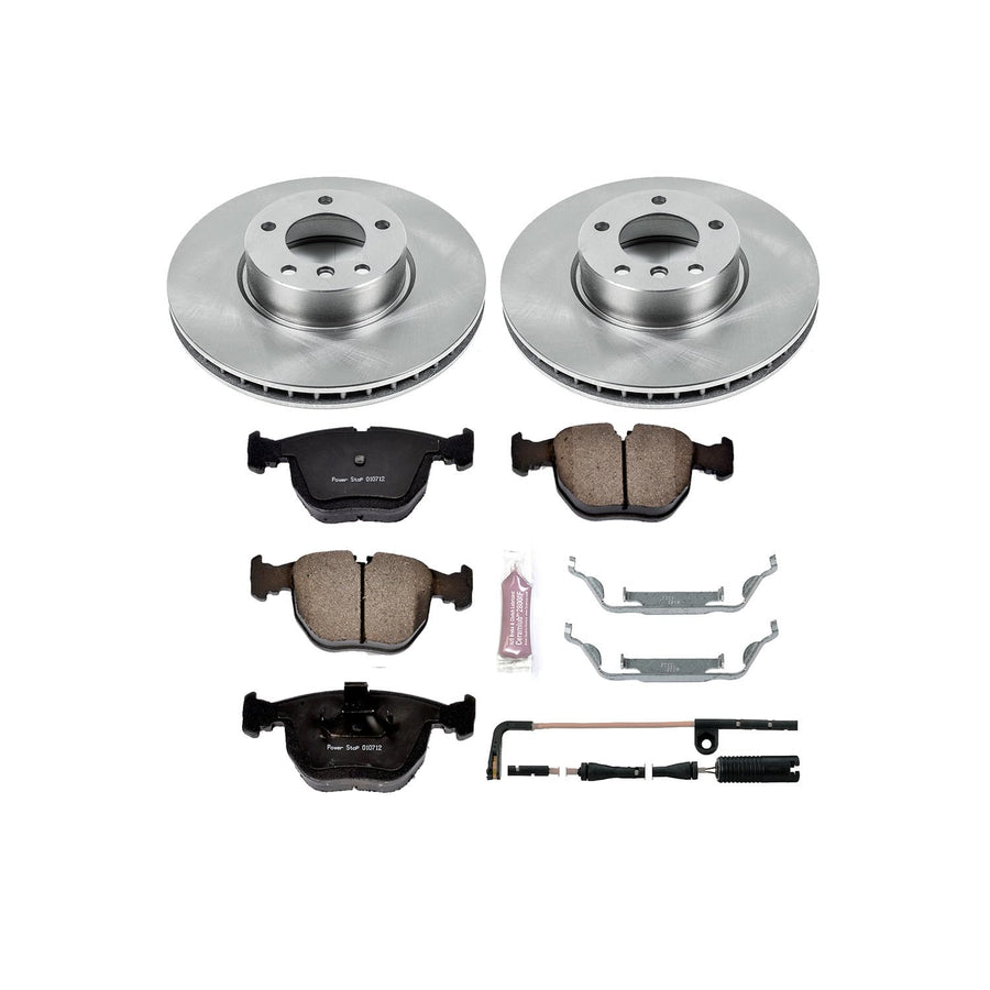 Power Stop KOE944 Front Replacement Brake Kit-OE Brake Rotors & Ceramic Brake Pads and 1 Sensor Wire Front