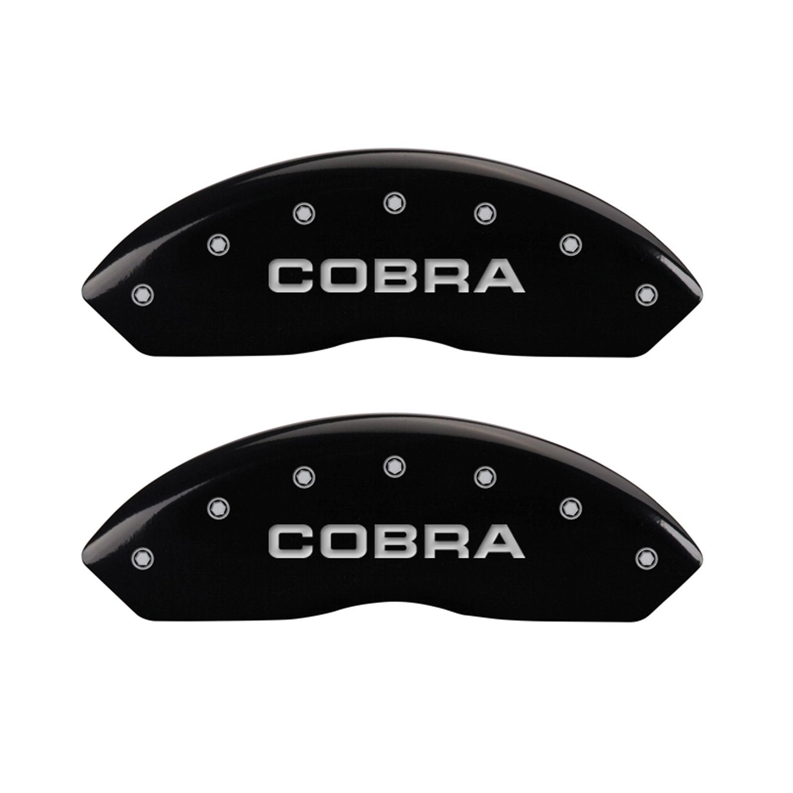 Black MGP Caliper Covers 10197SCOBBK Engraved with Silver COBRA (Set of 4)