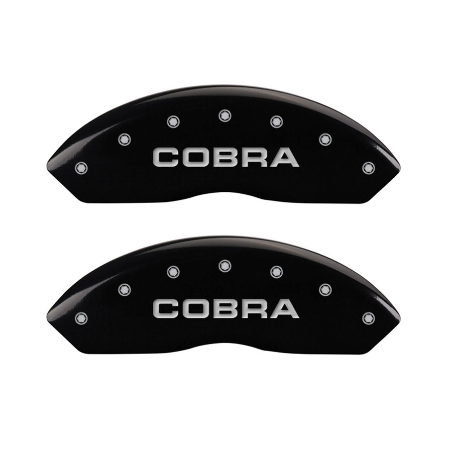 Black MGP Caliper Covers 10197SCOBBK Engraved with Silver COBRA (Set of 4)