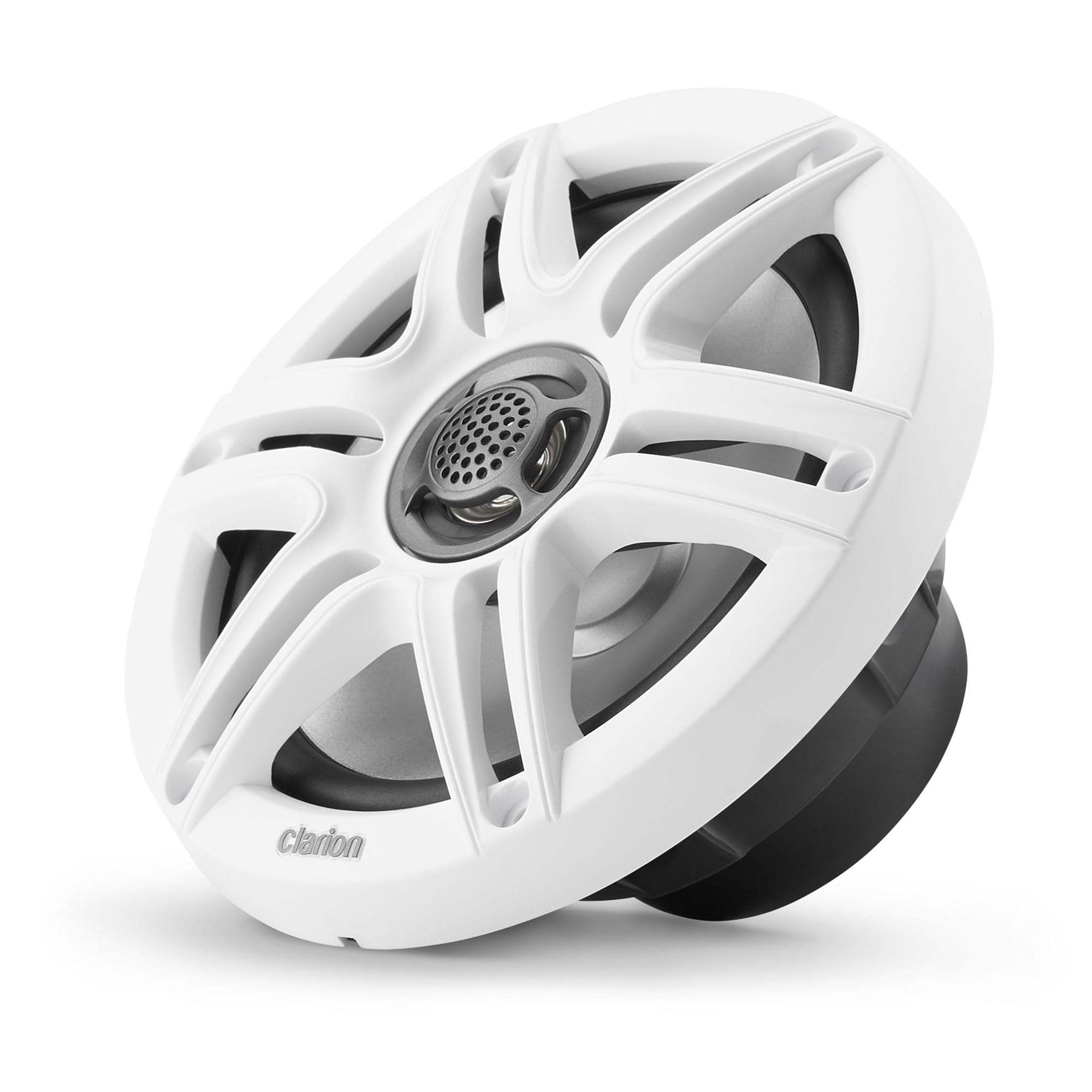 CMS-651-SWB Clarion 6.5-inch Coaxial Marine Speakers 30W RMS Power handling 1/2-inch (13 mm) Polymer Dome Tweeter Includes White & Black Sport Grilles