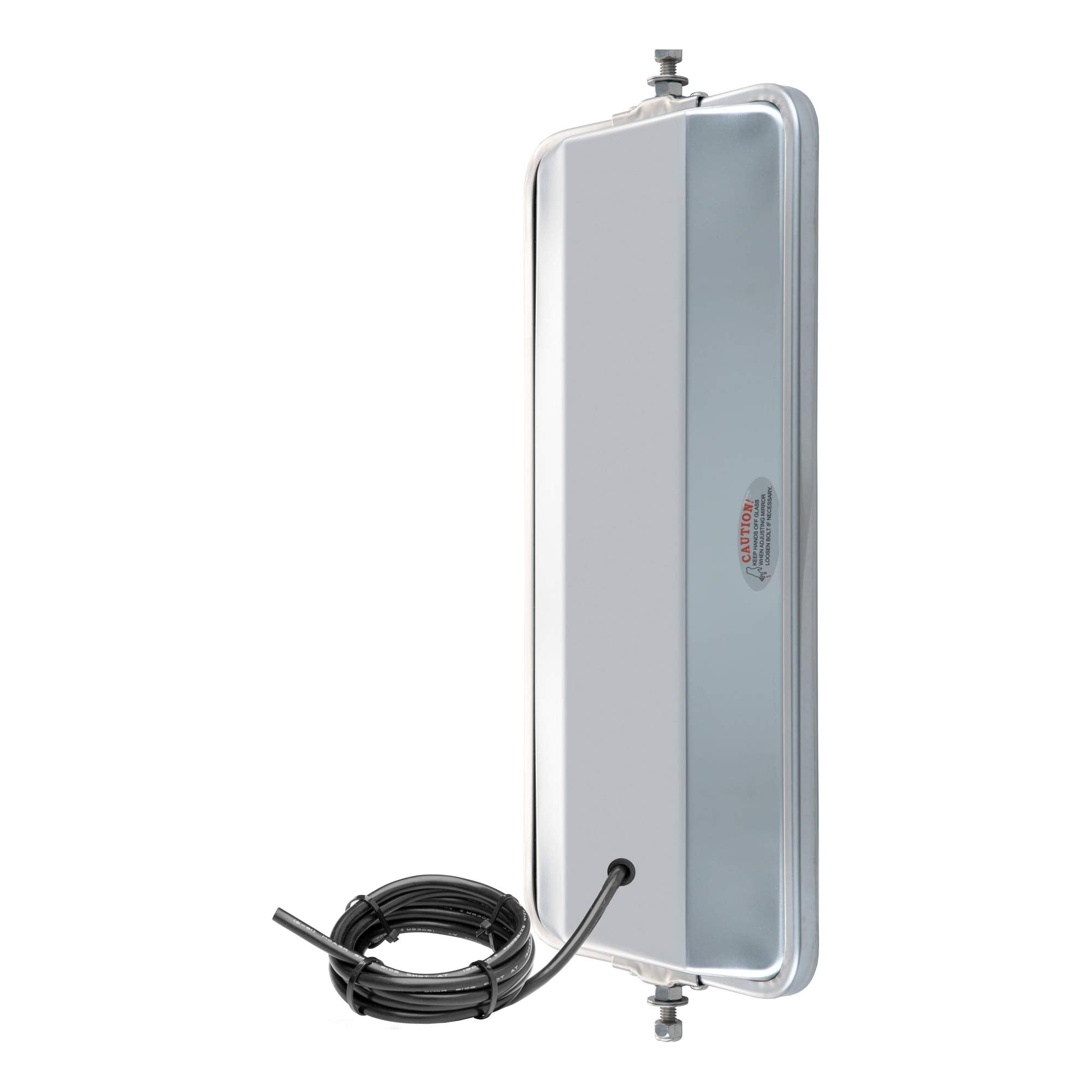7 x 16-Inch Stainless Steel Rounded Angle-Back Heated West Coast Mirror Head RETRAC, Universal Driver or Passenger Side