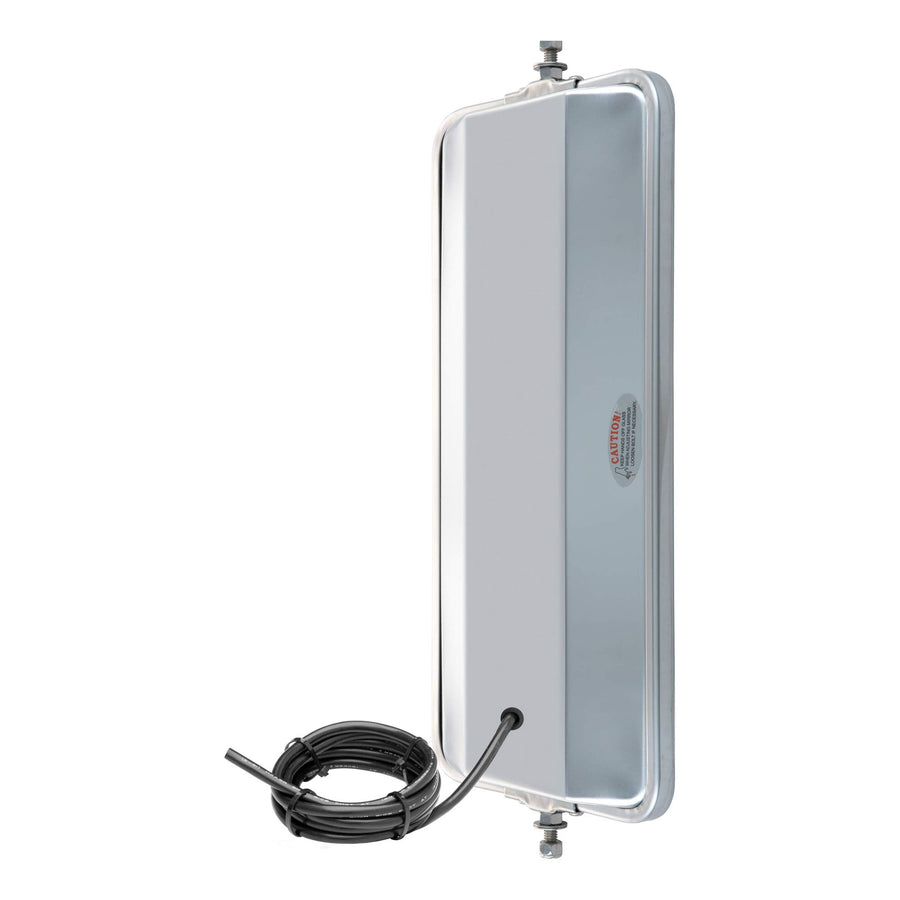 7 x 16-Inch Stainless Steel Rounded Angle-Back Heated West Coast Mirror Head RETRAC, Universal Driver or Passenger Side