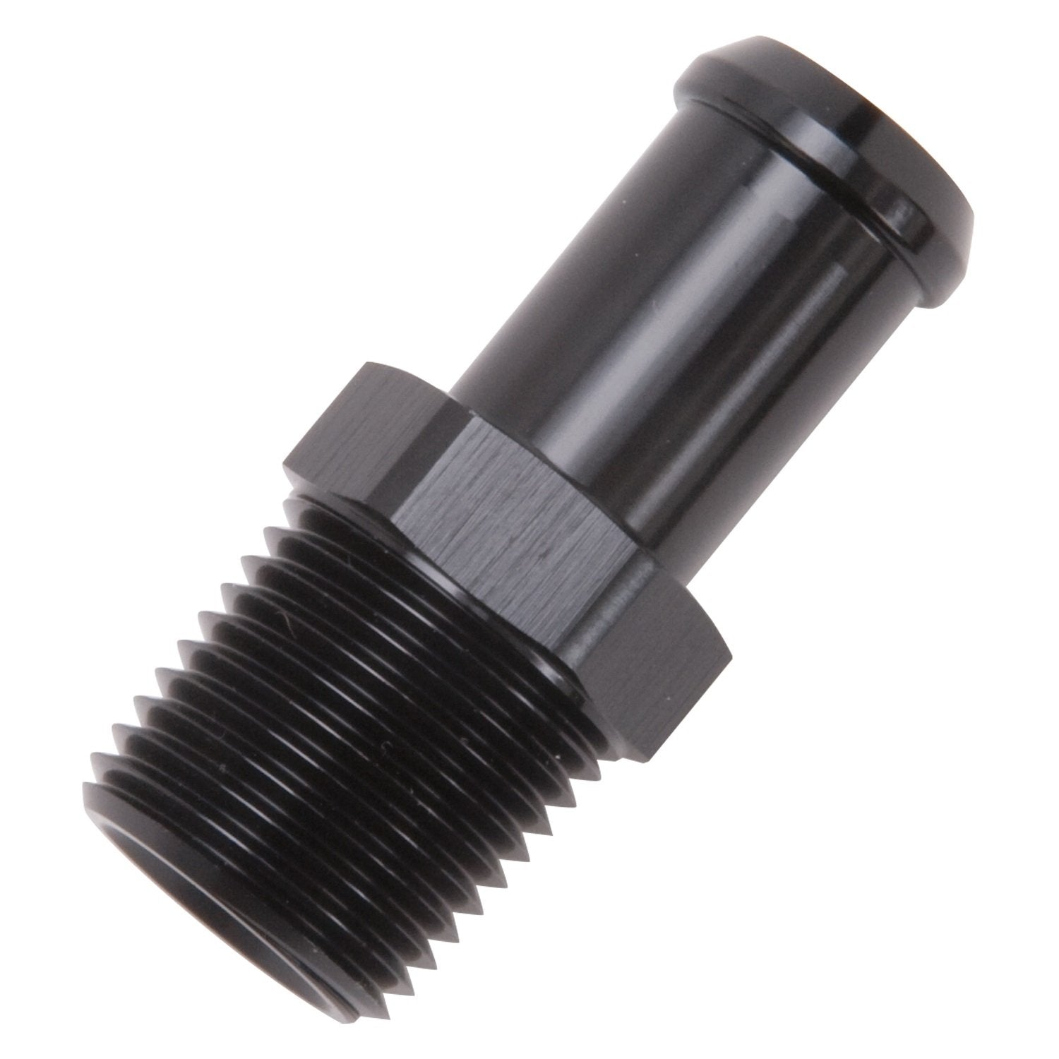 Edelbrock Heater Hose Fitting 8159 Straight 1/2 in. NPT and 5/8 in. Barb Black