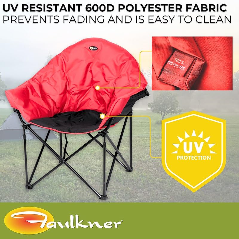 Big Dog Faulkner 49579H Bucket Chair Burgundy Black Camouflage Foldable Camping Chair with Padded Seat and Backrest Cup Holder and Carry Bag 300 lb Capacity Steel Frame
