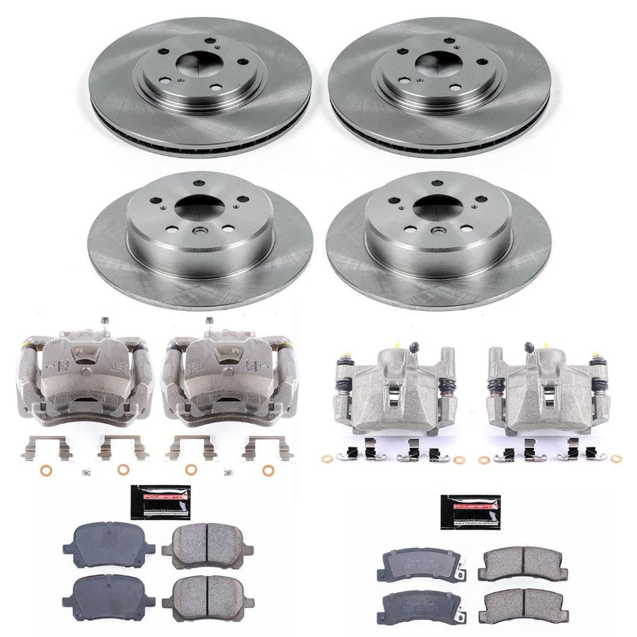 Power Stop KCOE2774 Replacement Autospecialty Front and Rear Caliper Kit-Rotors, Ceramic Brake Pads, Calipers For Lexus RX300 1999-2001 [Model Specific]