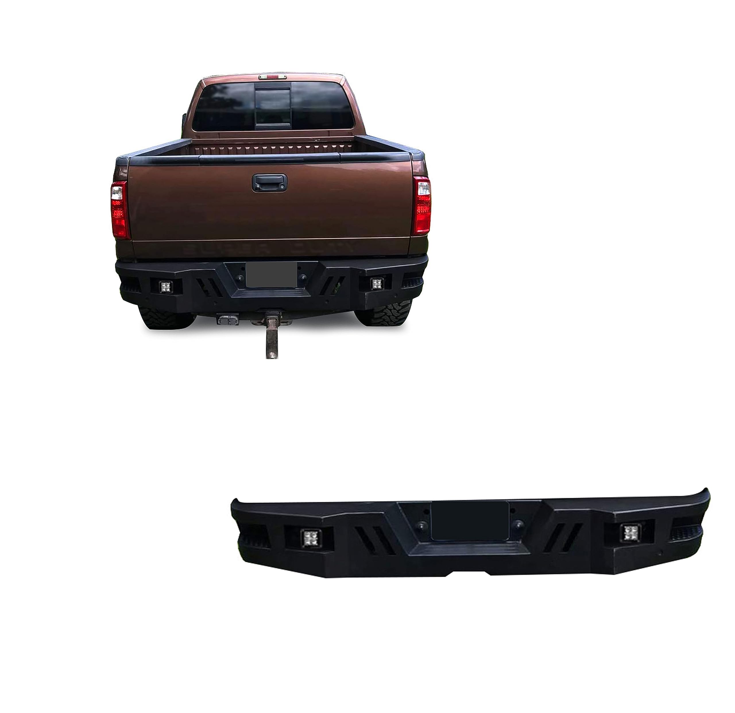 Black Horse Armour Rear Bumper Super Heavy Duty Matte Black Includes 1 set of 4in cube lights Compatible with 1999-2016 Ford F-250 Super Duty|1999-2016 Ford F-350 Super Duty-ARB-F209-KIT