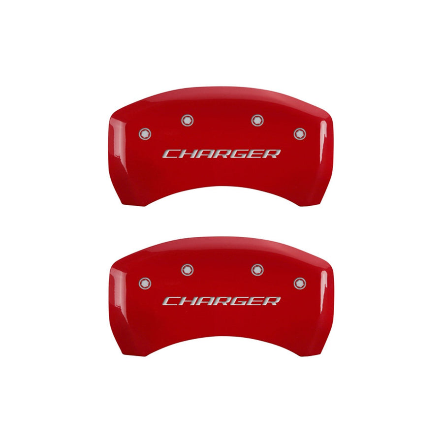 Caliper Covers MGP 12001SCHBRD with Red Powder Coat Finish, (Set of 4)