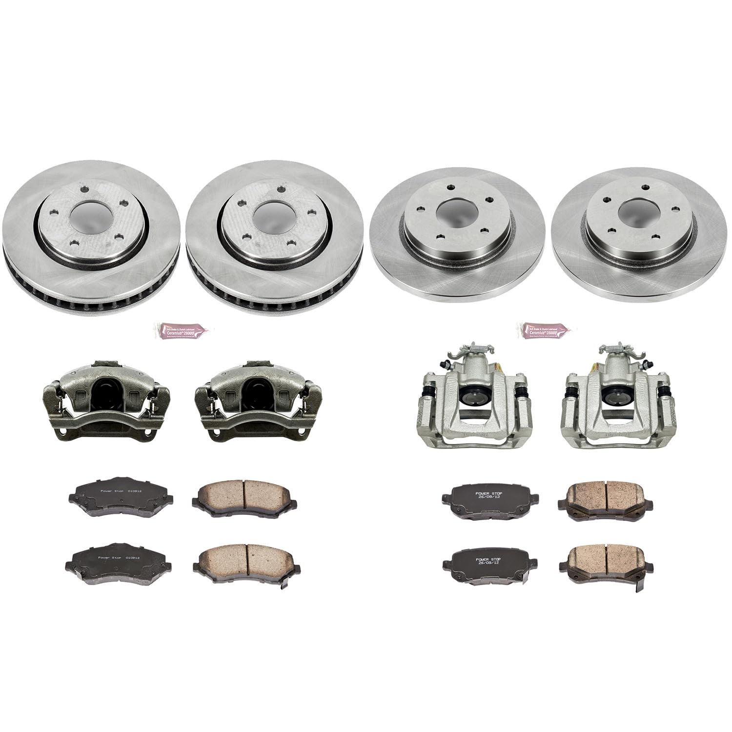 Power Stop Front and Rear KCOE4015 Stock Replacement Brake Kit (with Calipers)