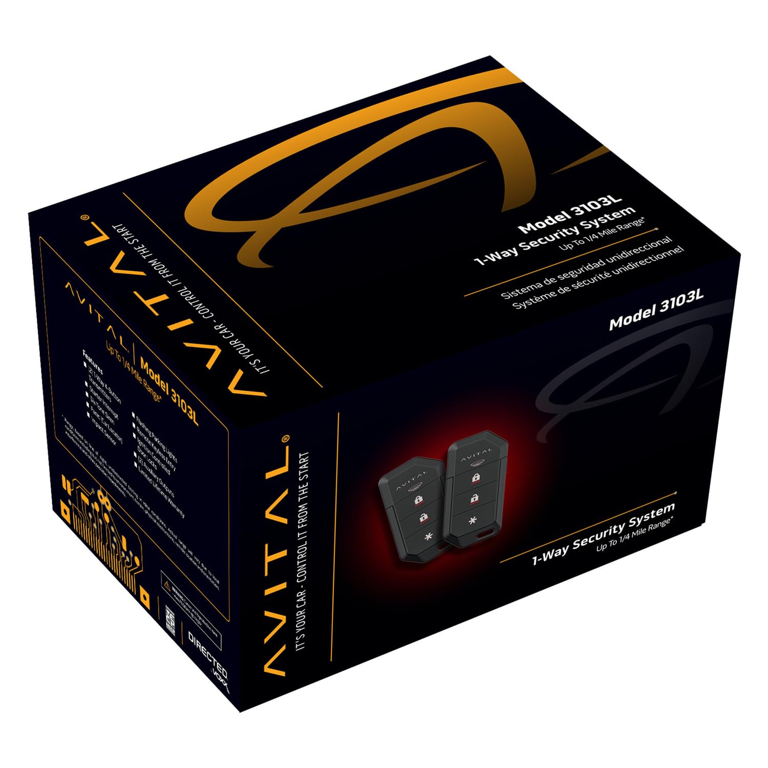 Automotive Avital 3103L Security System with Two 4-Button Remotes 1-Way