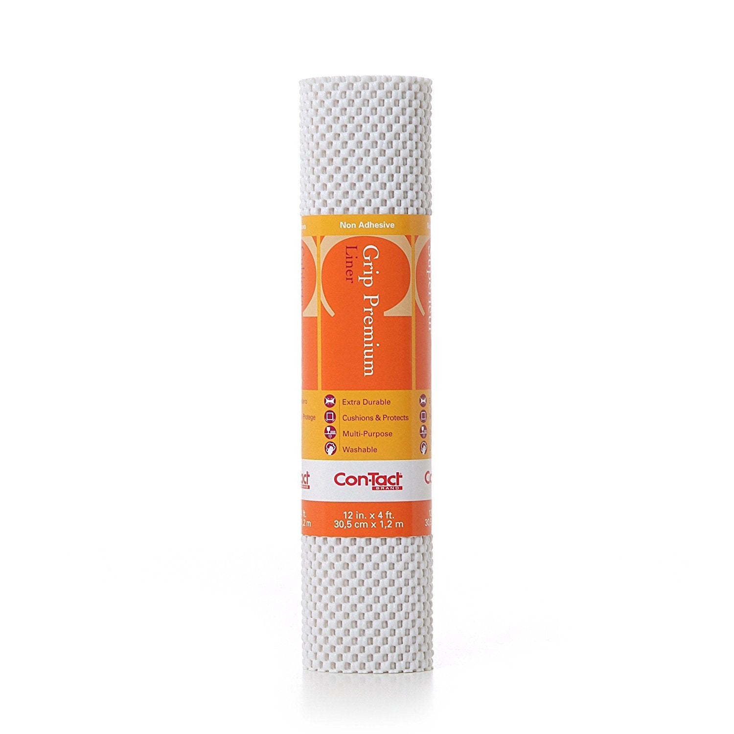 Grip Con-Tact Brand Premium Shelf Liner, Thick and Non-Adhesive Drawer Liner, Multi-Purpose and Easy to Use, 12" x 4', White, Pack of 1