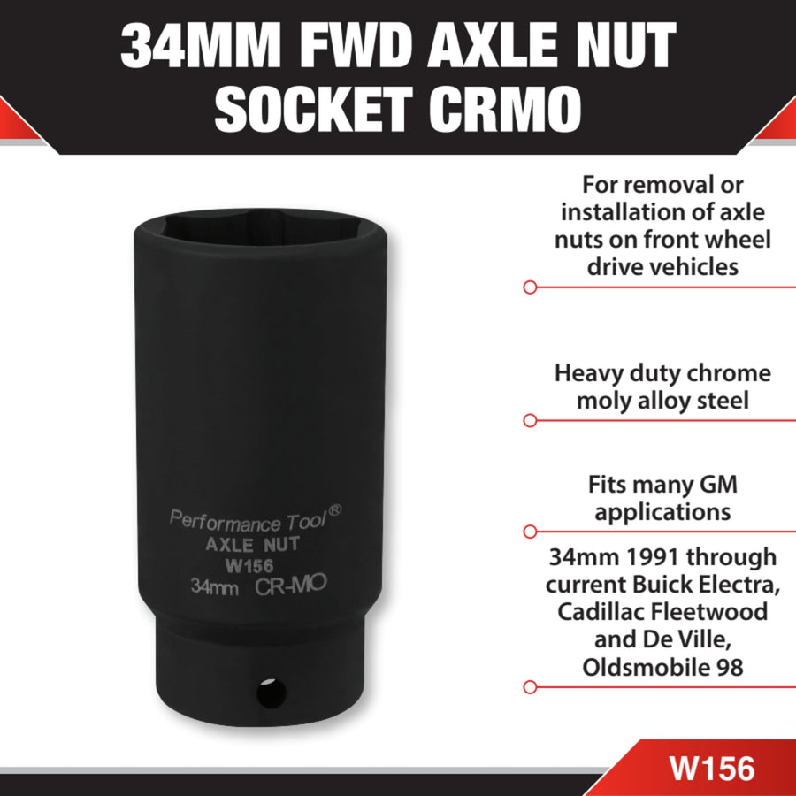 W156 Performance Tool 34mm Front Wheel Drive Axle Nut Socket