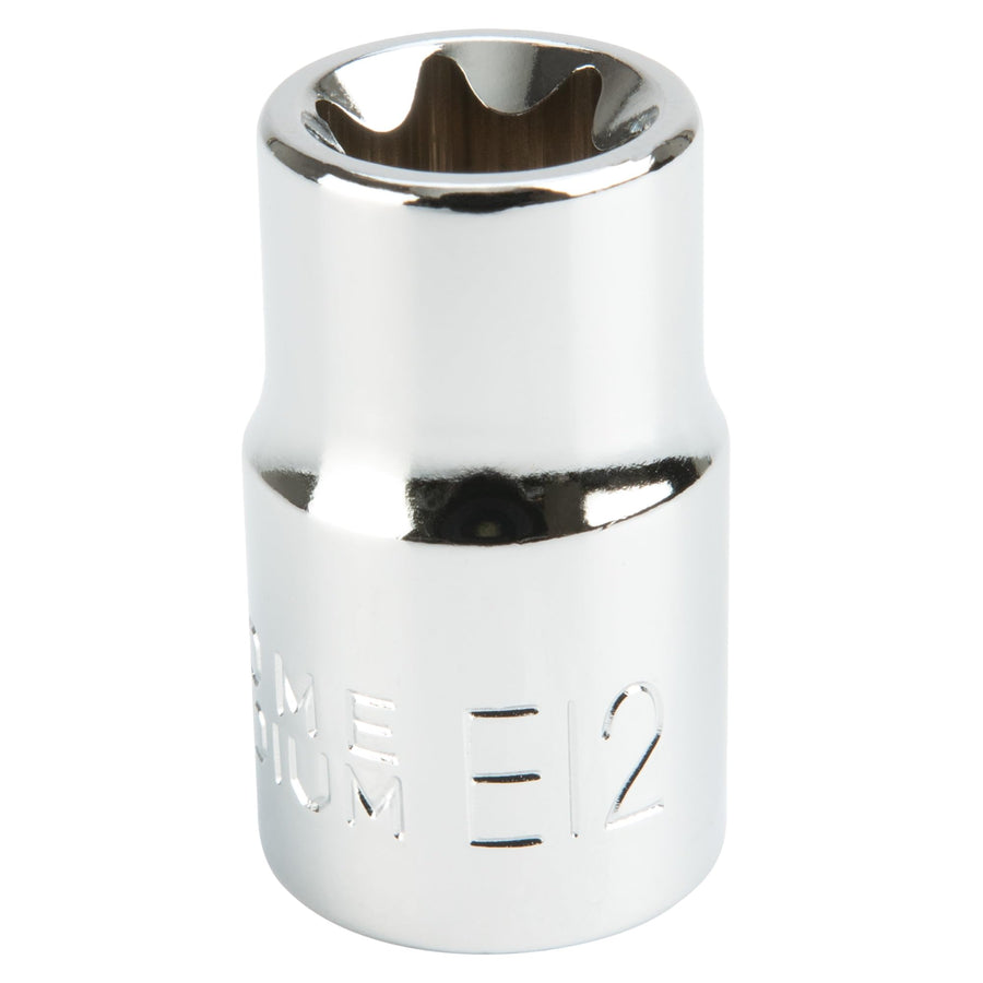 W81012 Performance Tool 3/8-Inch Drive E-12 External Torx Socket, Heat Treated Alloy Steel with Polish Chrome Plated Finish