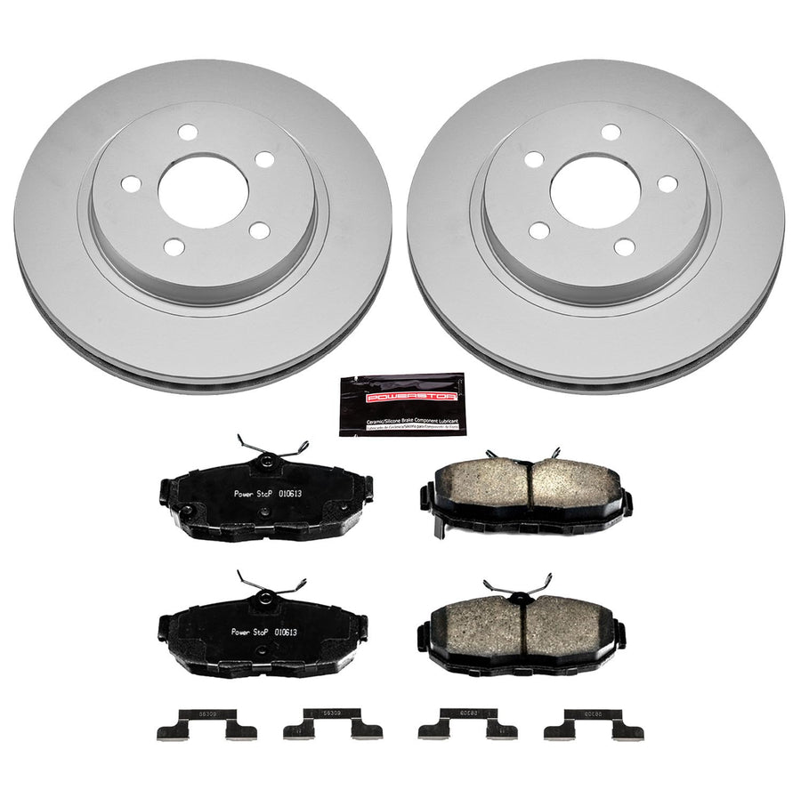 Coated Brake Rotor & Ceramic Brake Pads Power Stop CRK5941- rear For Ford Mustang 2012 [Model Specific]