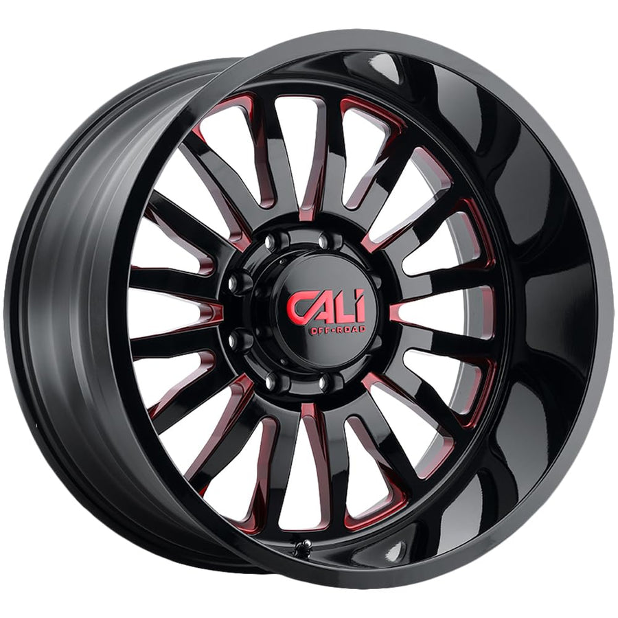 9110-24483BTR CALI OFF-ROAD Summit 9110 Gloss Black/Red Milled Spokes 24X14 6-139.7 -76mm 106mm