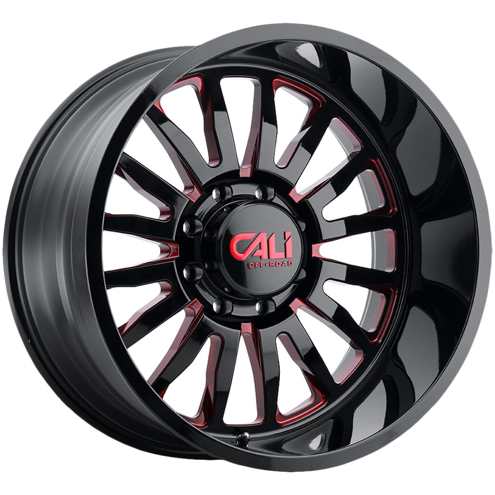 9110-2936BTR CALI OFF-ROAD Summit 9110 Gloss Black/Red Milled Spokes 20X9 6-135 0mm 87.1mm