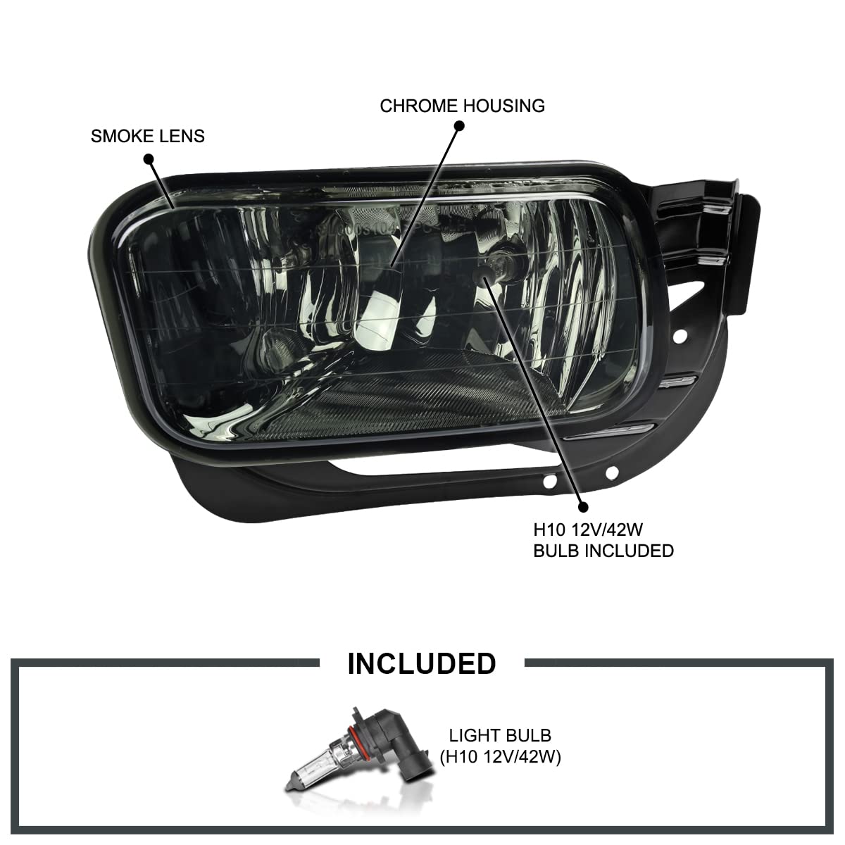 Fog Lights Lamps Spec-D Tuning Smoke Compatible with Dodge Ram 1500 2009-2012, 2010-2018 Ram 2500 3500, L+R Pair Assembly