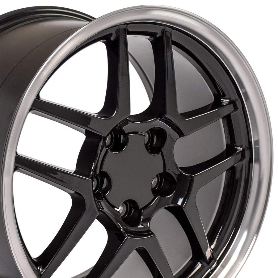 CV04 OE Wheels 18 Inch Rim Fits Corvette C5 Z06 Style 5x120.65 18x10.5 Gloss Black Machined Lip - Hollander 5124 (1)