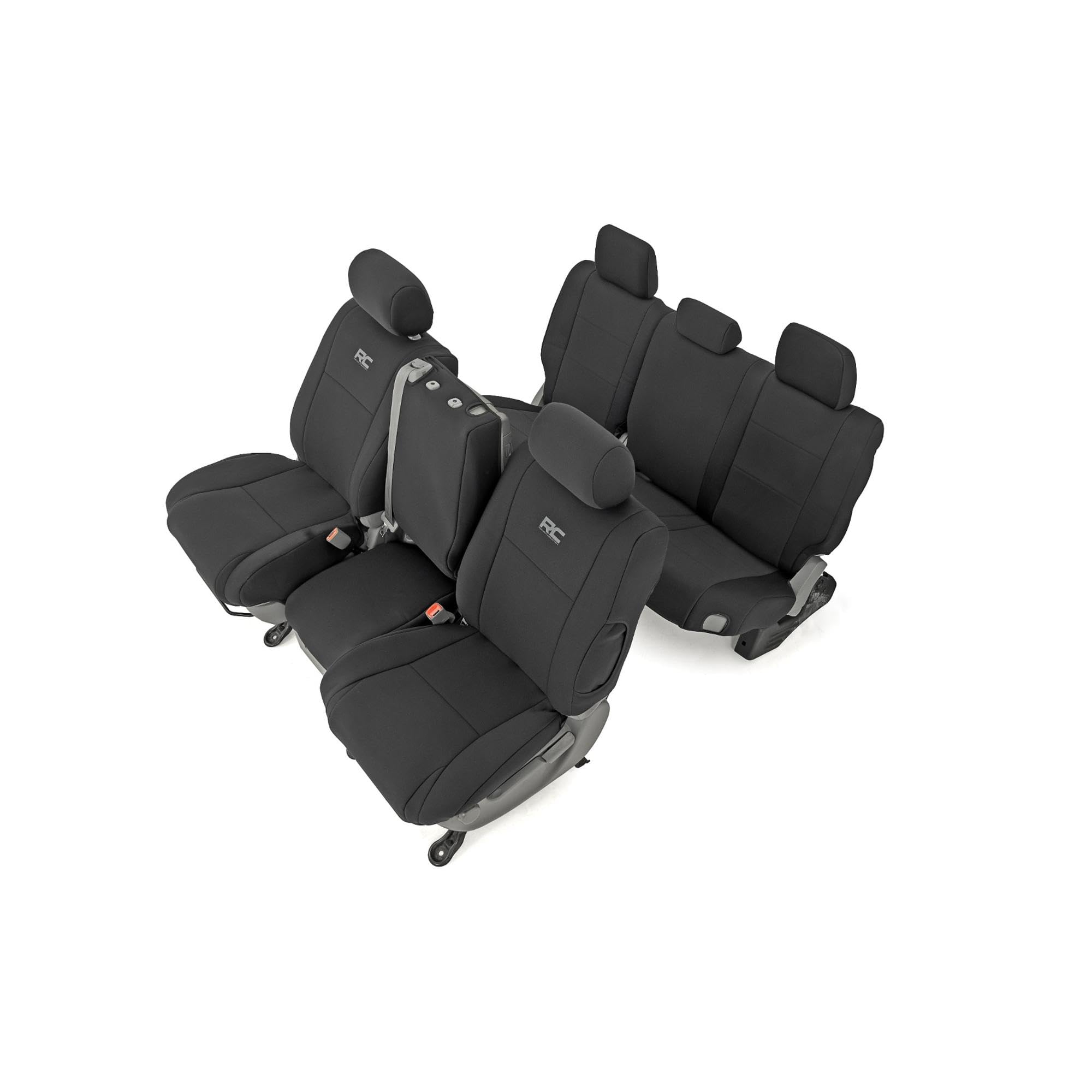 Rough Country Seat Covers Neoprene for Toyota Tundra (2007-2013) Crew Cab with Bucket Seats - Waterproof & UV Resistant, Foam Padded, Front & Rear Seat Cover Set