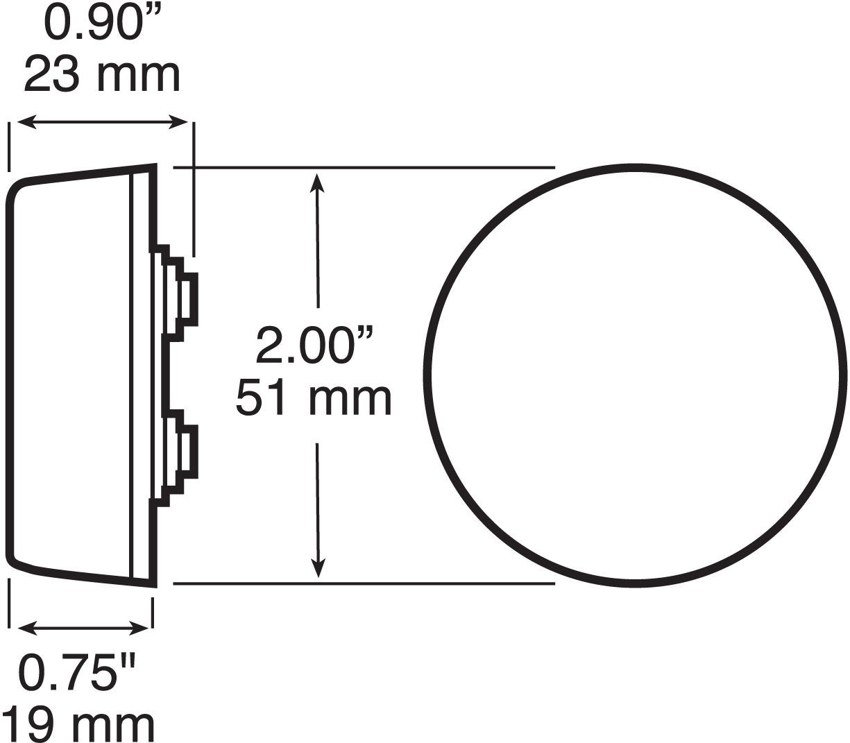 164R Peterson LED, Marker/Clearance P2, Round, 2", Red
