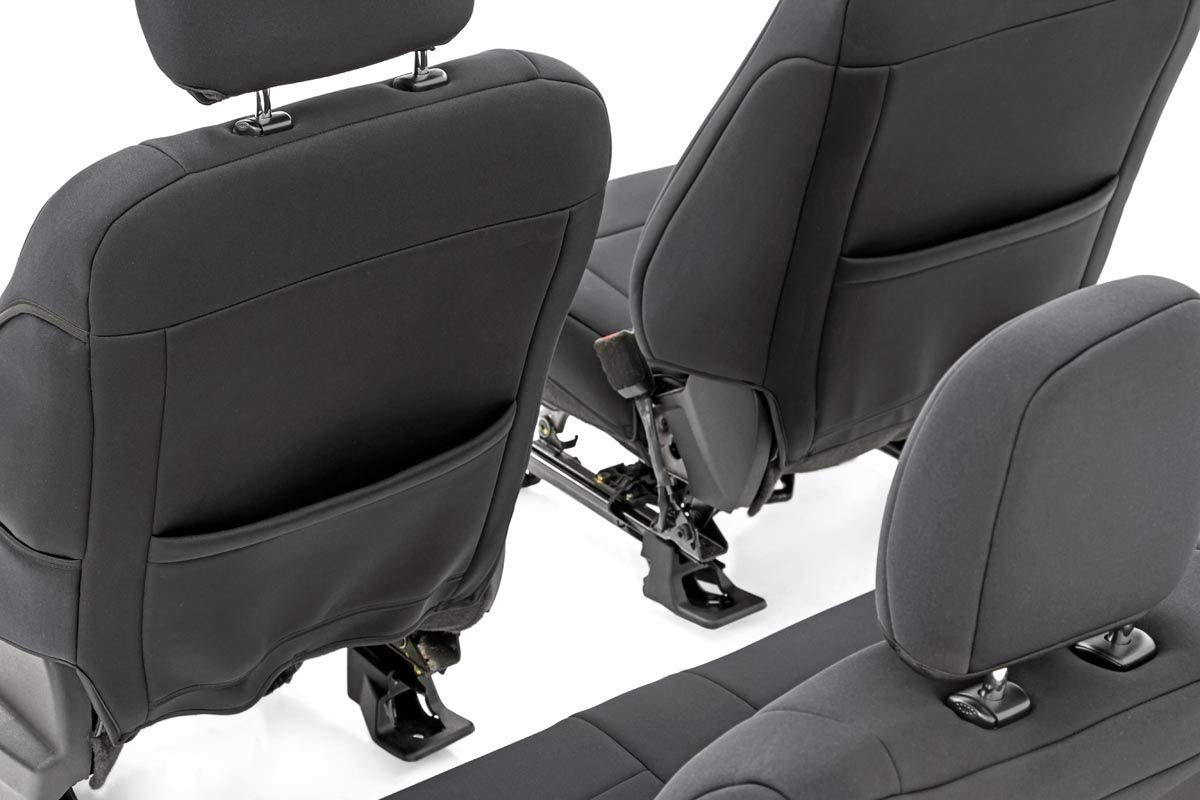 Rough Country Neoprene Seat Covers for F-150, Lightning, Ford F-250 & F-350 Crew Cab (2015-2025) w/FR Bucket Seat - Front & Rear Seat Cover Set, Waterproof, UV Resistant, Foam Padded