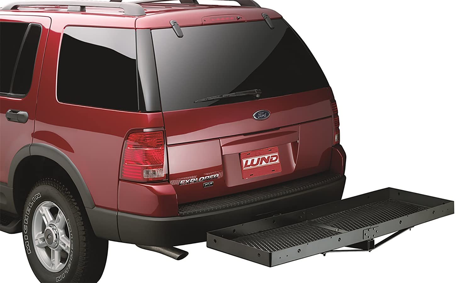 Lund 601010 20" X 60" Universal Hitch Mounted Steel Cargo Carrier for 2" Receiver, Black
