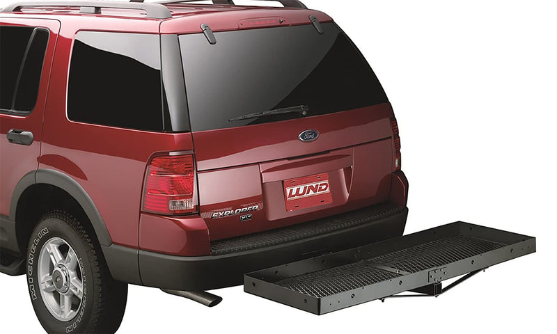 Lund 601010 20" X 60" Universal Hitch Mounted Steel Cargo Carrier for 2" Receiver, Black