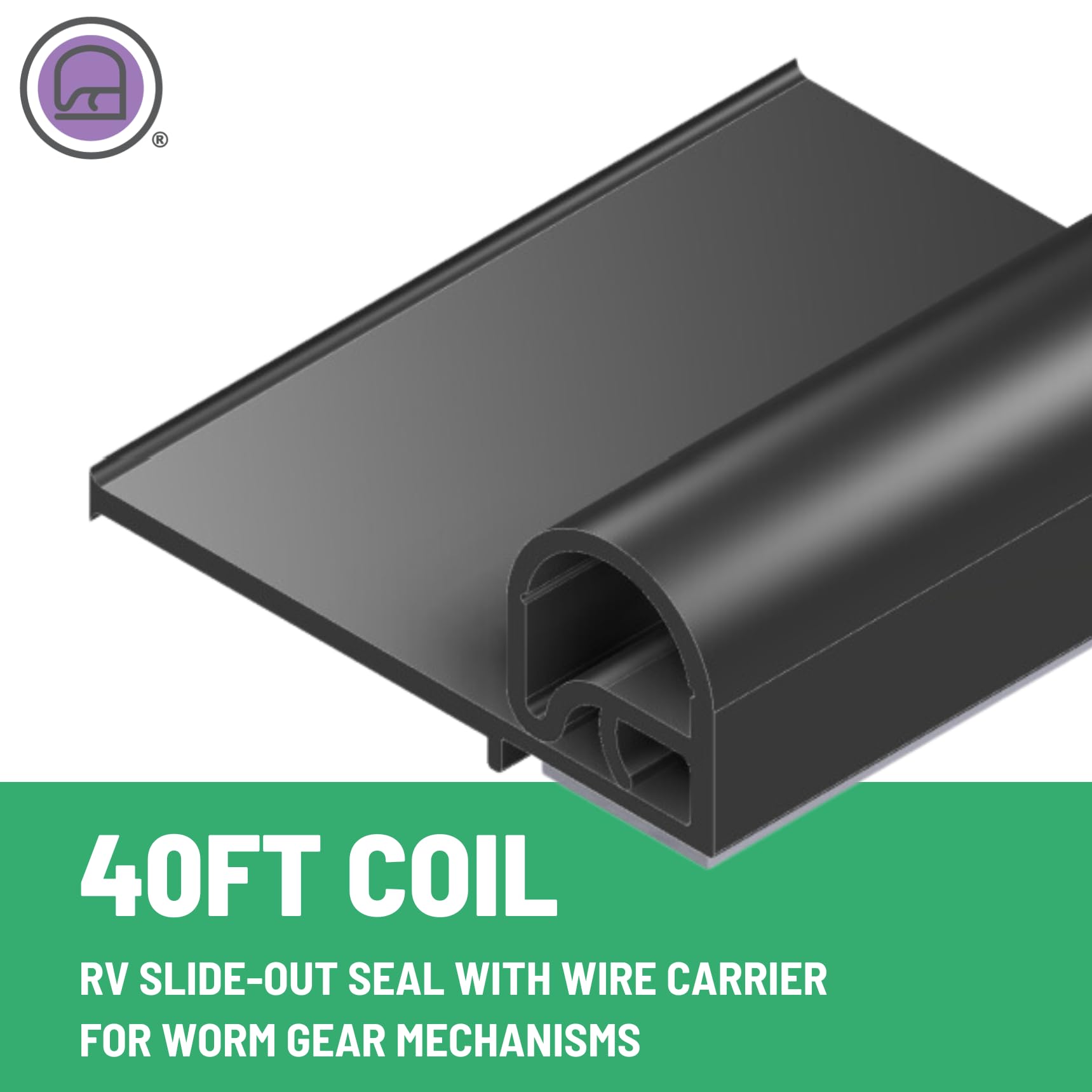 RV Slide-Out Seal Flip 'N Seal 4003186 with Wire Carrier 0.95" Bulb x 1.24" Wipe (40 feet)