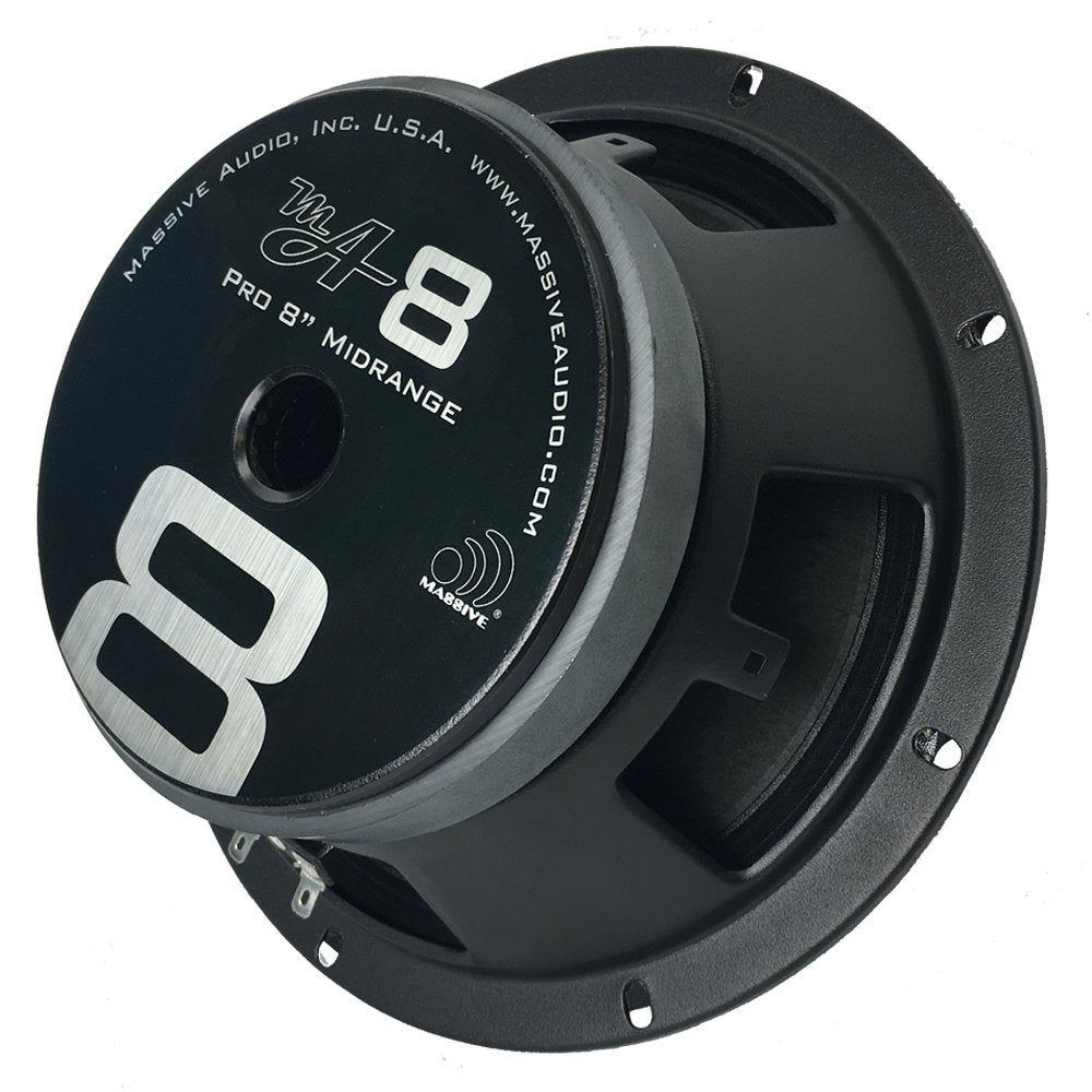8” Mid-Range Speaker Massive Audio MA8 | 140 Watts RMS, 8 Ohm, High Power Pro Audio Loudspeaker for Car, Motorcycle & PA Systems – High Sensitivity, Clear Vocals & Punchy Midbass