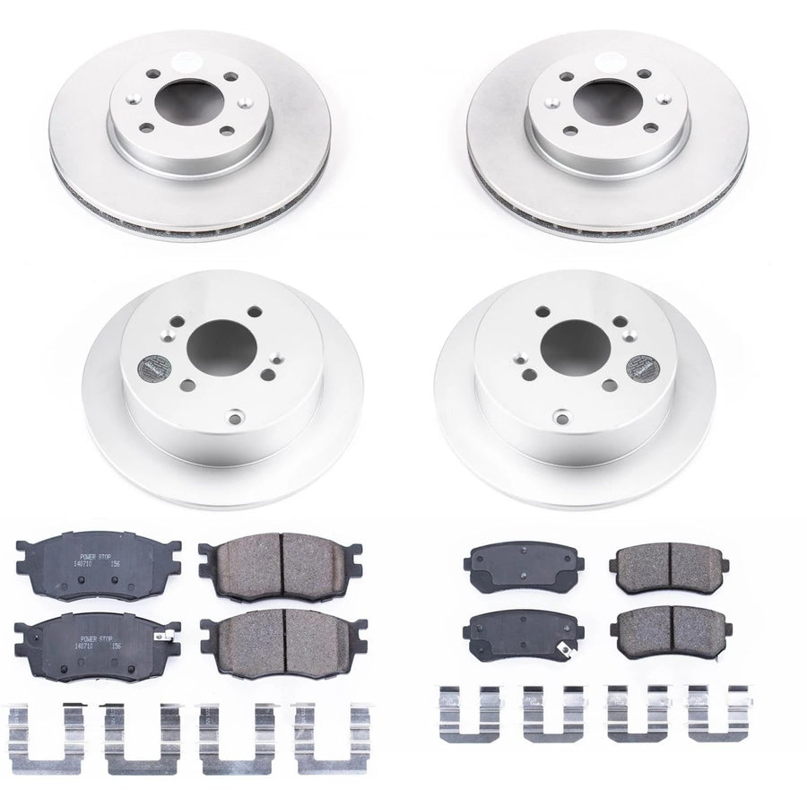 Power Stop Front and Rear Coated Brake Rotors and Z17 Ceramic Brake Pads Kit For Hyundai Accent 2006-2007, Kia Rio 2006-2011, Kia Rio5 2006-2011 [Model Specific]