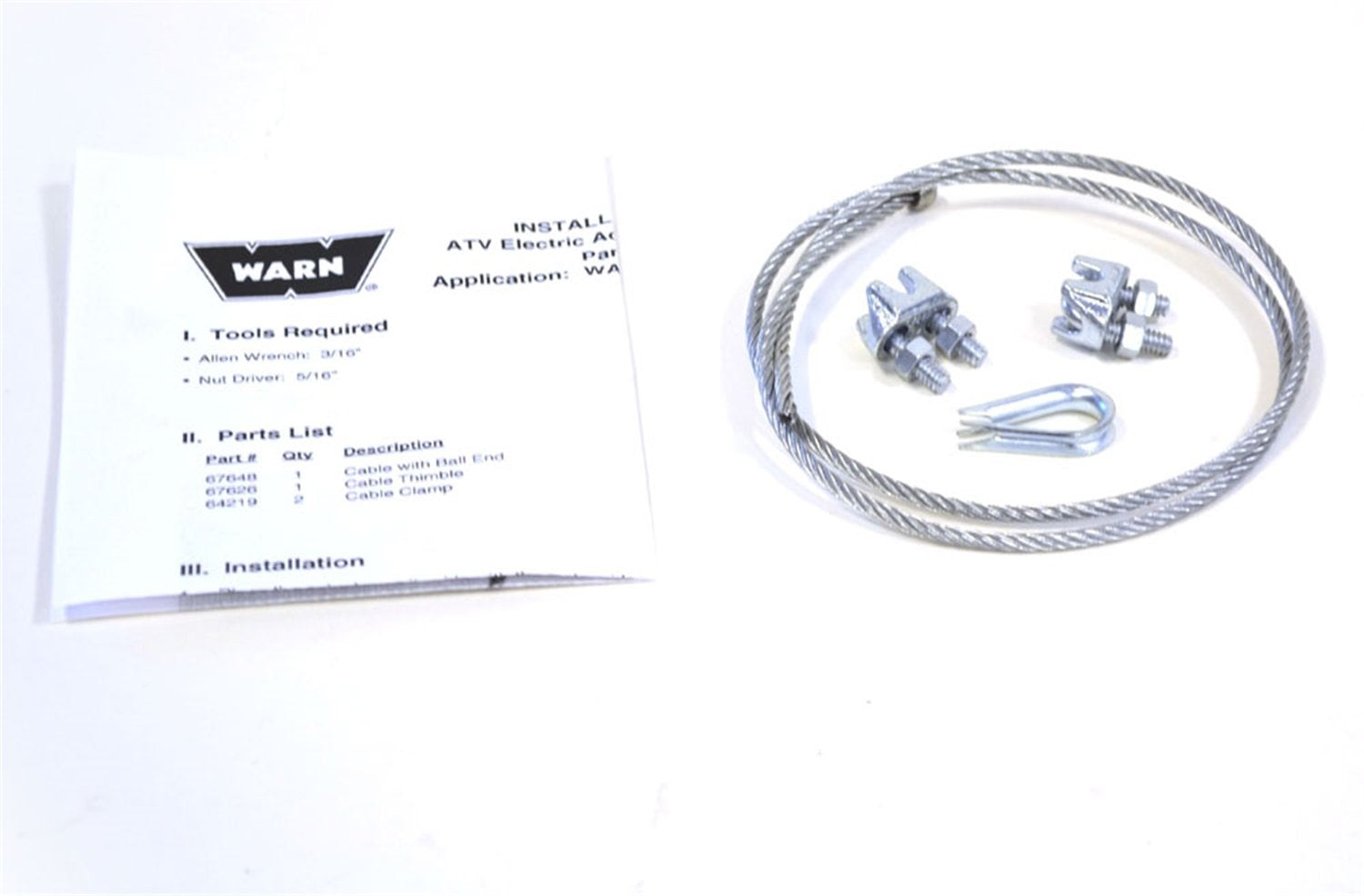 Powersports WARN ATV Plow Wire Rope Kit 68135