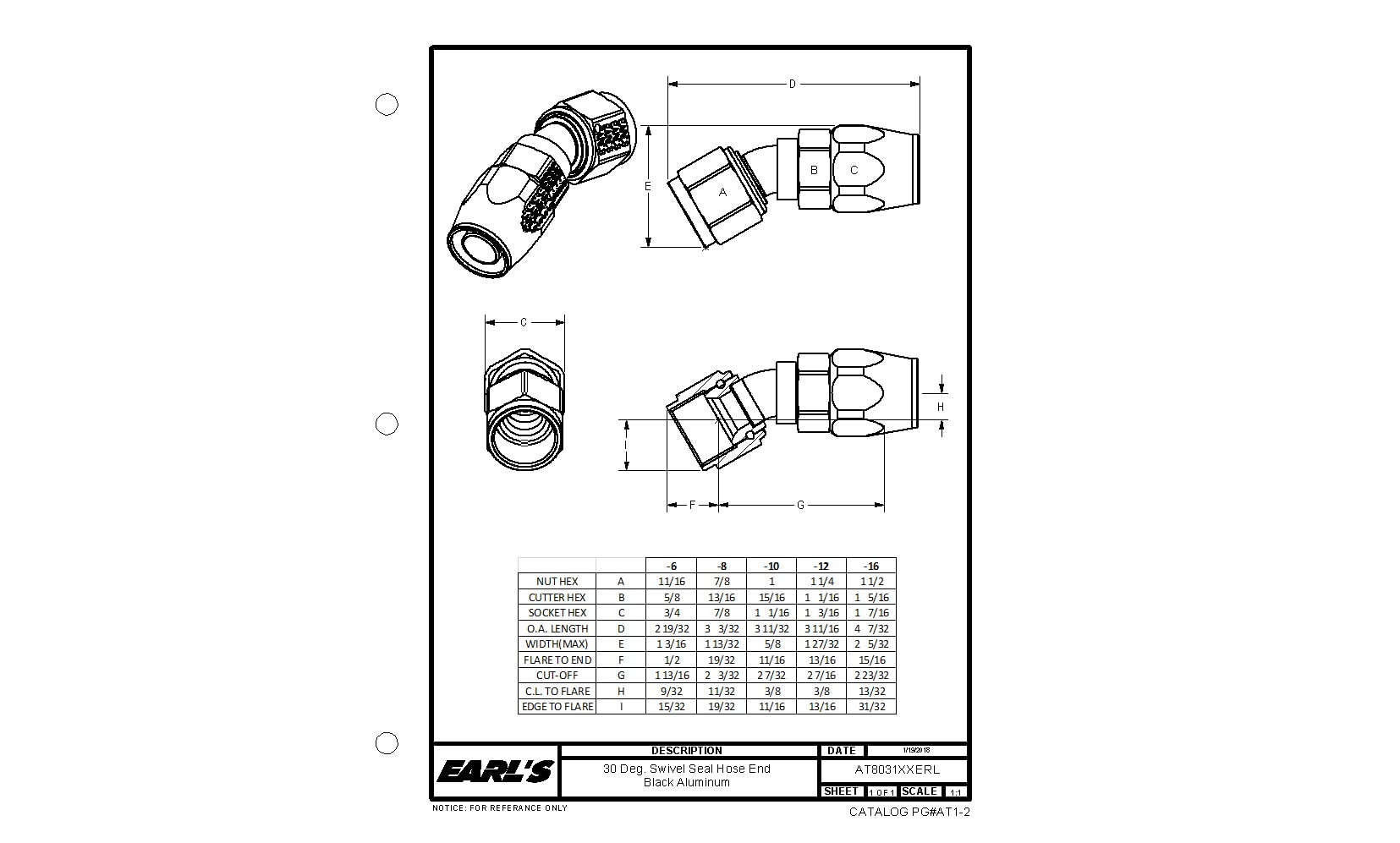 Earl's Swivel-Seal® AT803106ERL Hose End